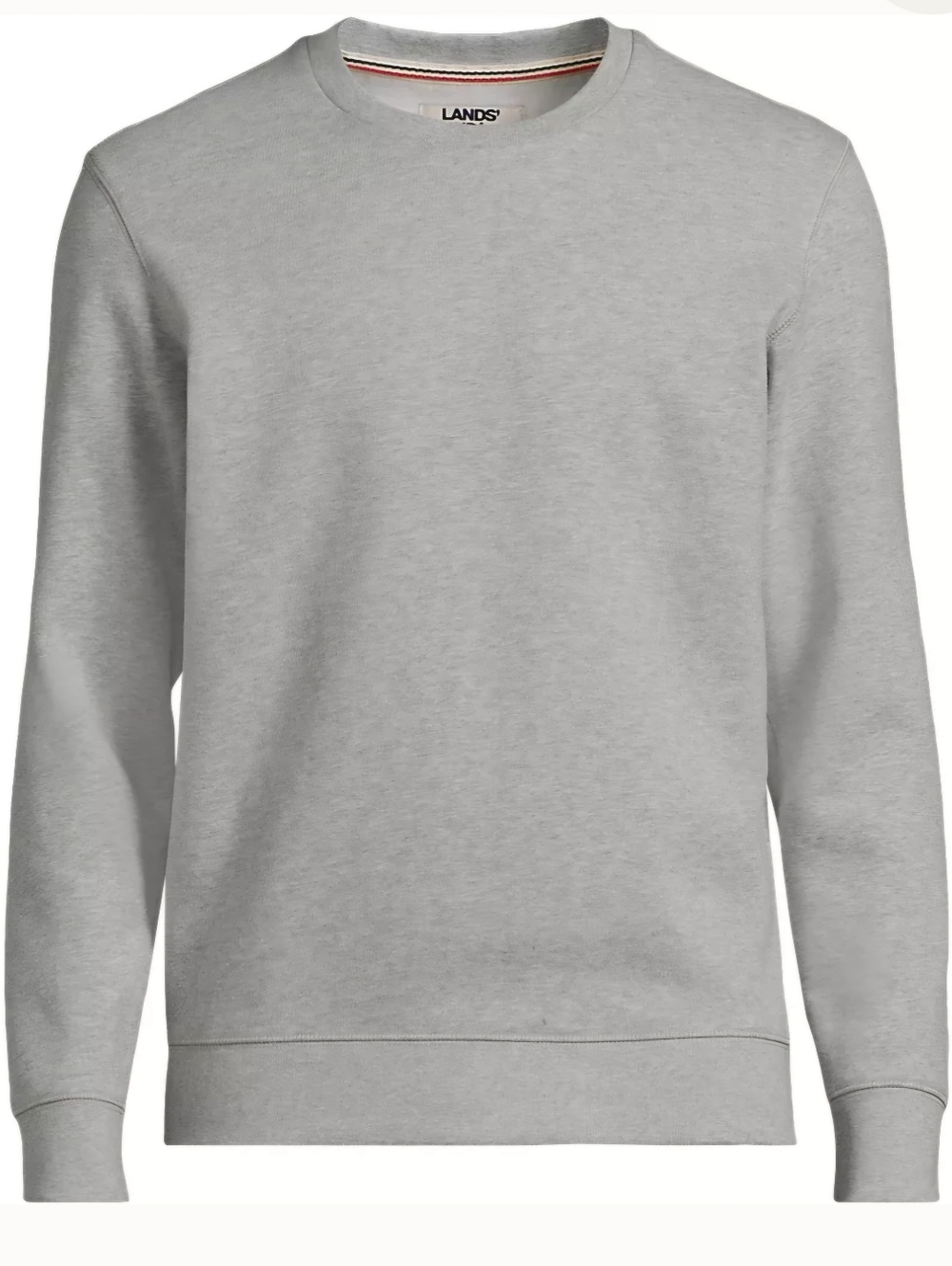 Lands' End Men's Long Sleeve Serious Sweats Crew Sweatshirt, Light Gray - Size L